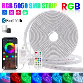 24V RGB 5050 LED smart Strip Light 60Led/m Waterproof Ribbon Tape Rope Lamp Bluetooth APP Controller